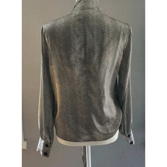 The Look Randolph Duke Vintage Long Sleeve High Collar Tie Front Blouse Women 10 - Picture 6 of 12